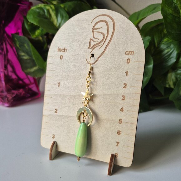 Green Opal Celestial Dangle Earrings - Picture 1 of 2